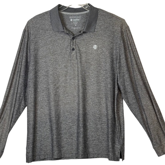 Coolibar Other - Coolibar Mens XL Gray Long Sleeve Performance Golf Polo Shirt UPF 50+